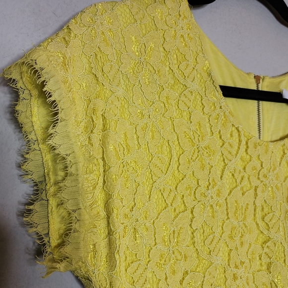 NWT Diane Von Furstenberg yellow lace Wanda Mini dress.  Size 8 - Picture 14 of 16
